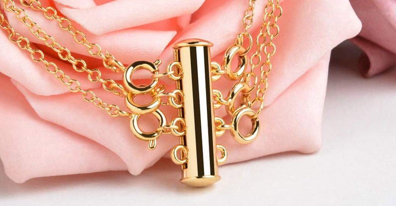 OHINGLT Necklace Layering Clasps Magnetic Slide Lock Clasp Necklace Connector Multi Strands Slide Tube Clasps - Image 5